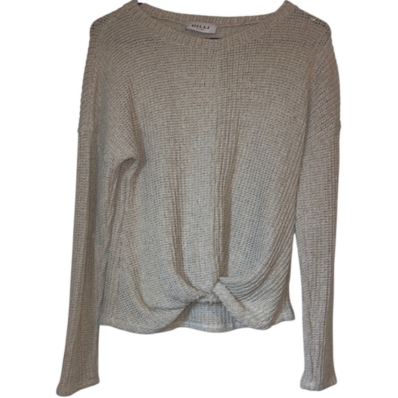 🌹Gilli Knotted Bottom Cream Knit Sweater - Picture 1 of 6